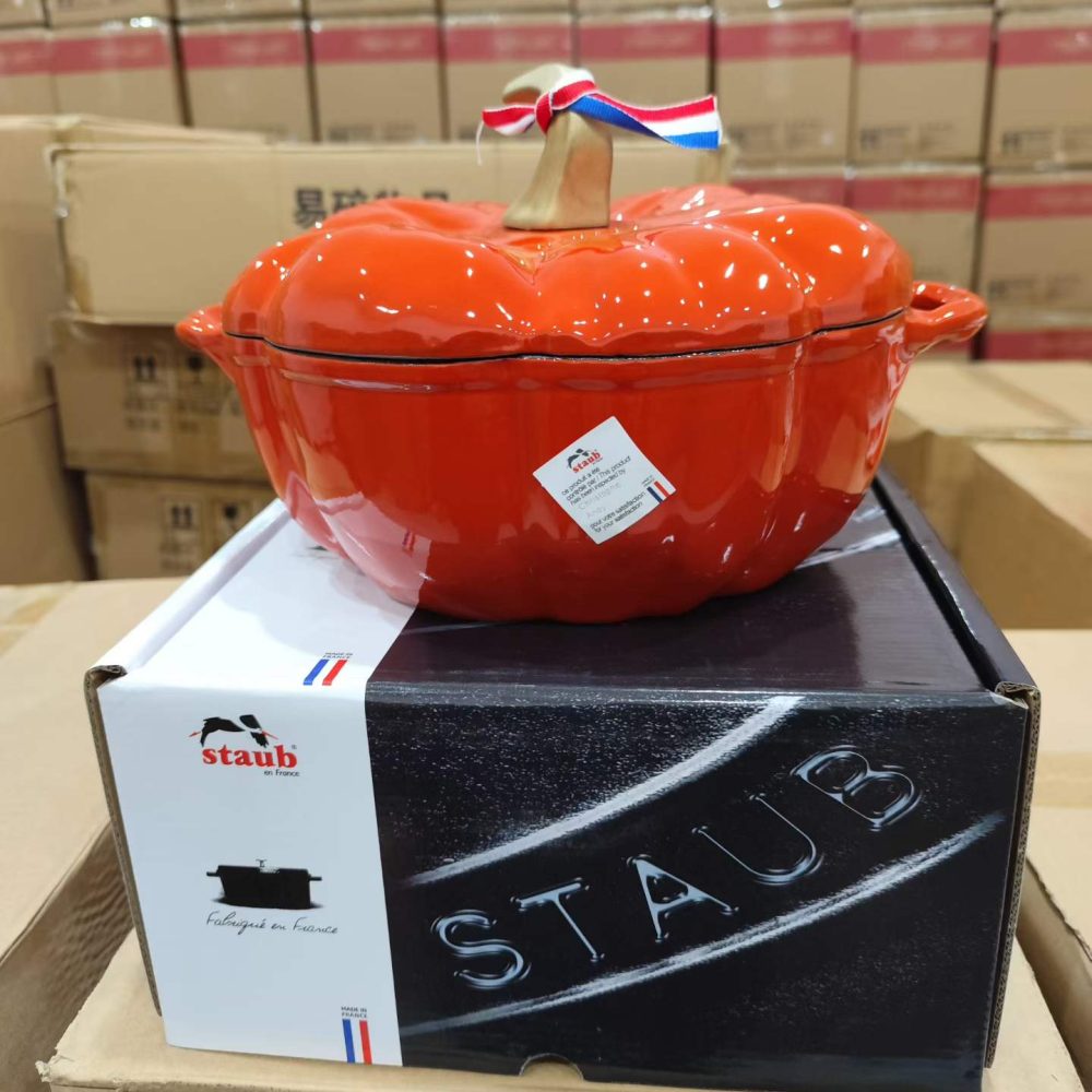 STAUB Cast Iron Dutch Enamel Pumpkin Pot