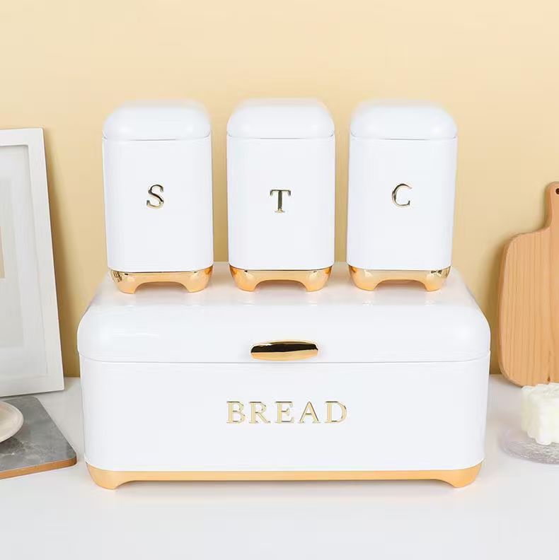 Galvanized iron bread storage cannister set