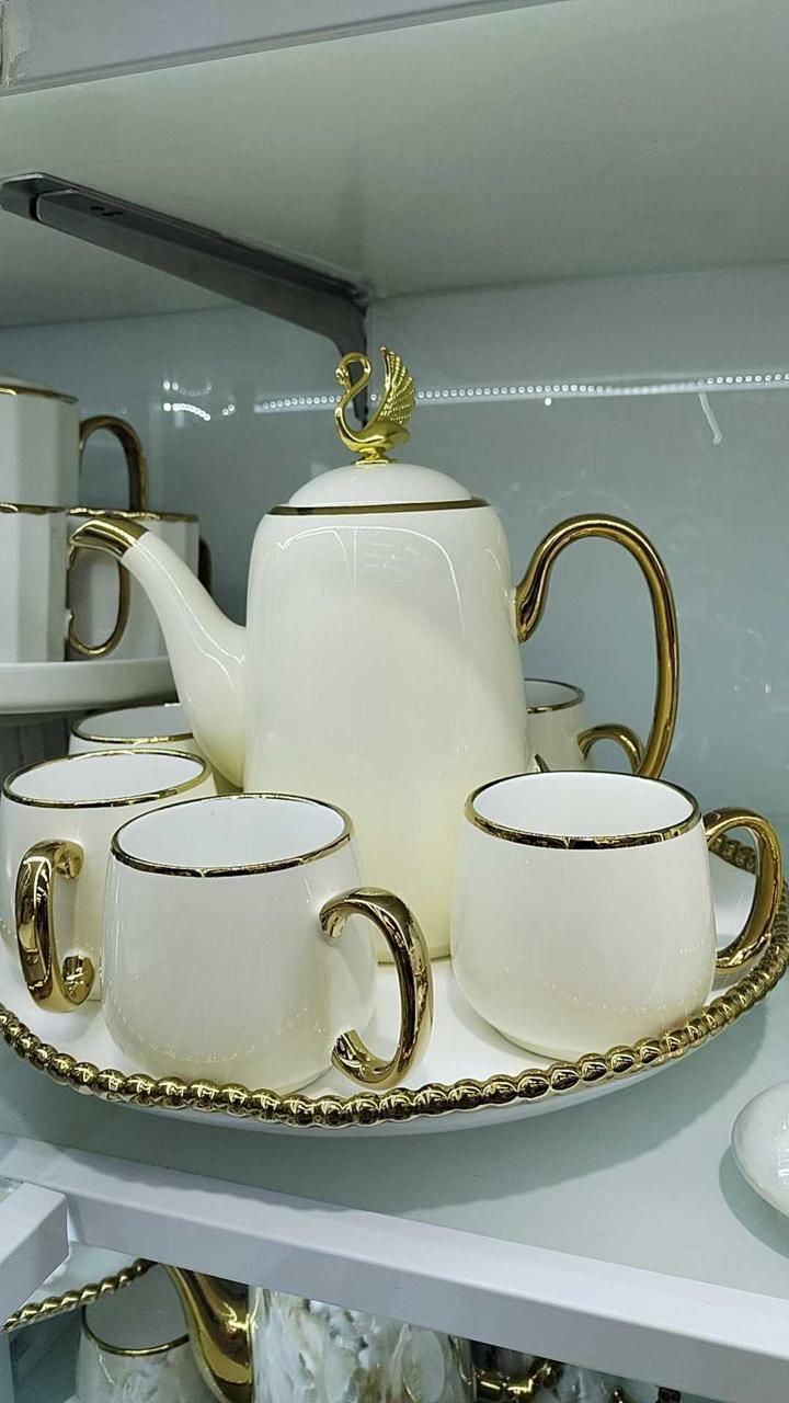 1st Ceramic Tea Pot Set (1 Kettle,6 Mugs and Tray) - Image 7