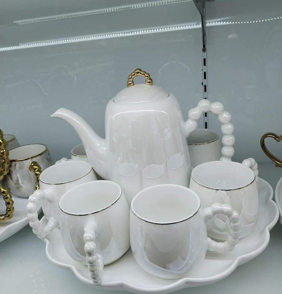 1st Ceramic Tea Pot Set (1 Kettle,6 Mugs and Tray)