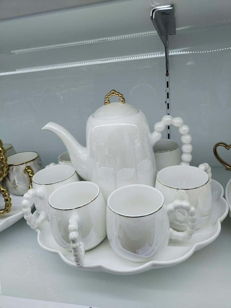 1st Ceramic Tea Pot Set (1 Kettle,6 Mugs and Tray)