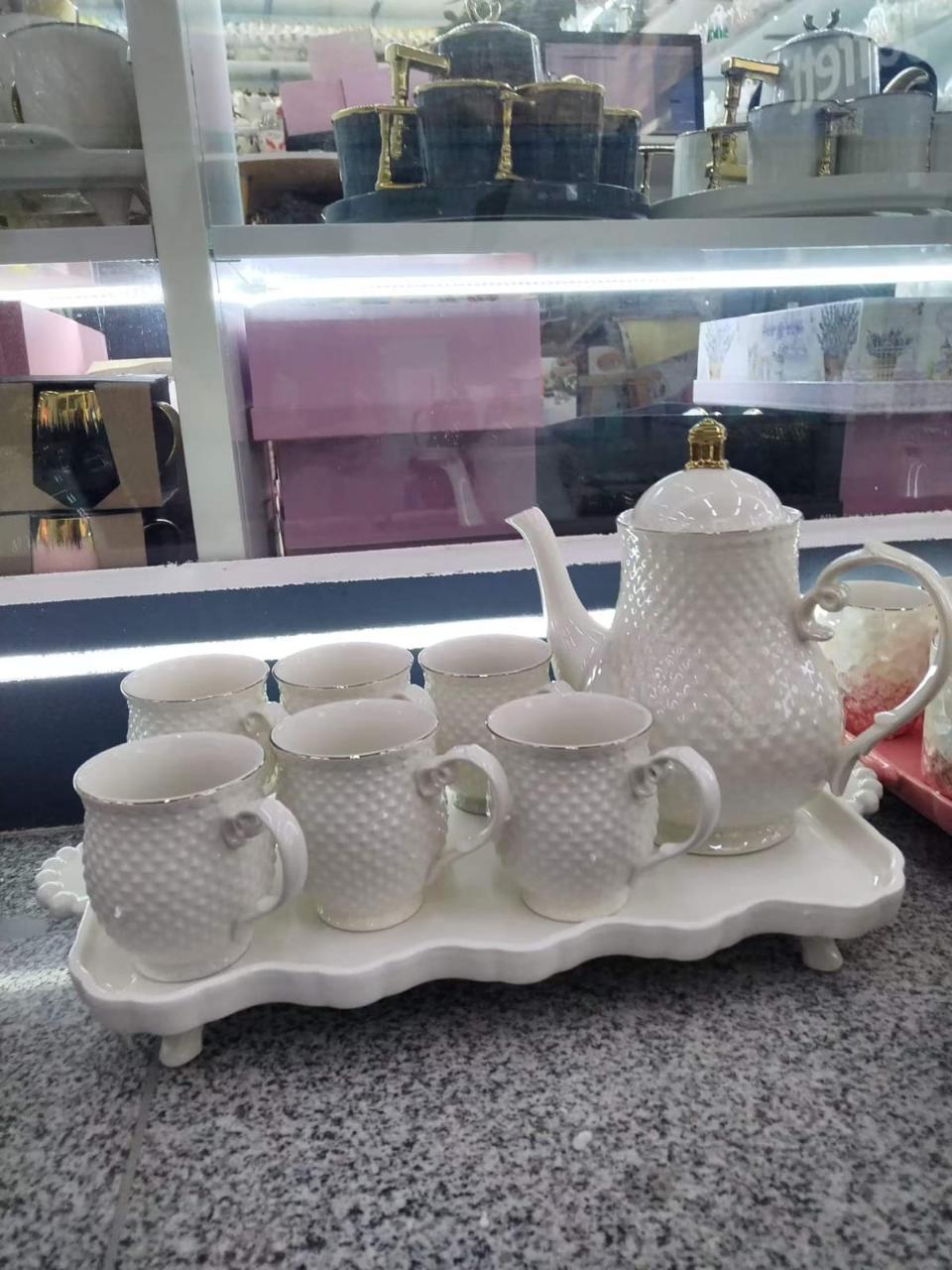 1st Ceramic Tea Pot Set (1 Kettle,6 Mugs and Tray) - Image 6