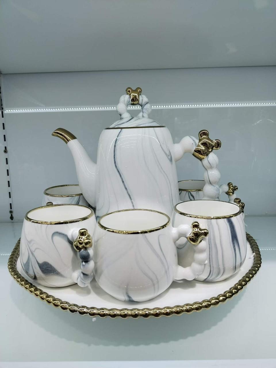 1st Ceramic Tea Pot Set (1 Kettle,6 Mugs and Tray) - Image 4