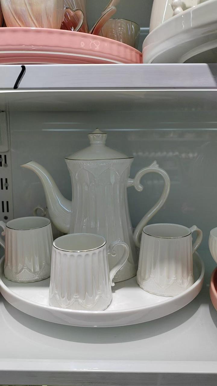 1st Ceramic Tea Pot Set (1 Kettle,6 Mugs and Tray) - Image 3