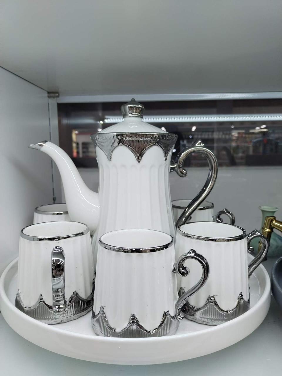 1st Ceramic Tea Pot Set (1 Kettle,6 Mugs and Tray) - Image 2