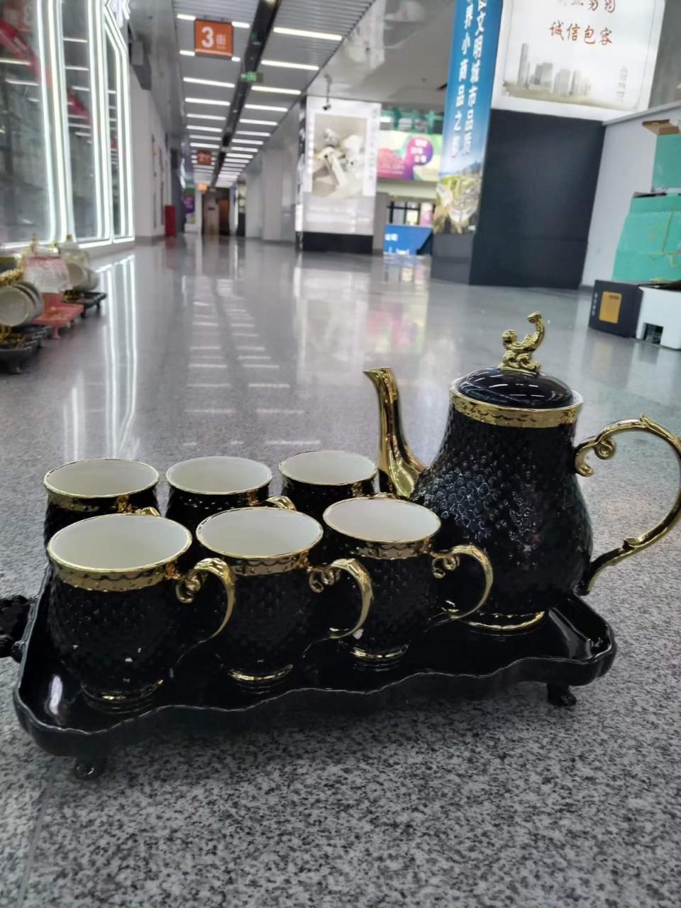 1st Ceramic Tea Pot Set (1 Kettle,6 Mugs and Tray) - Image 5