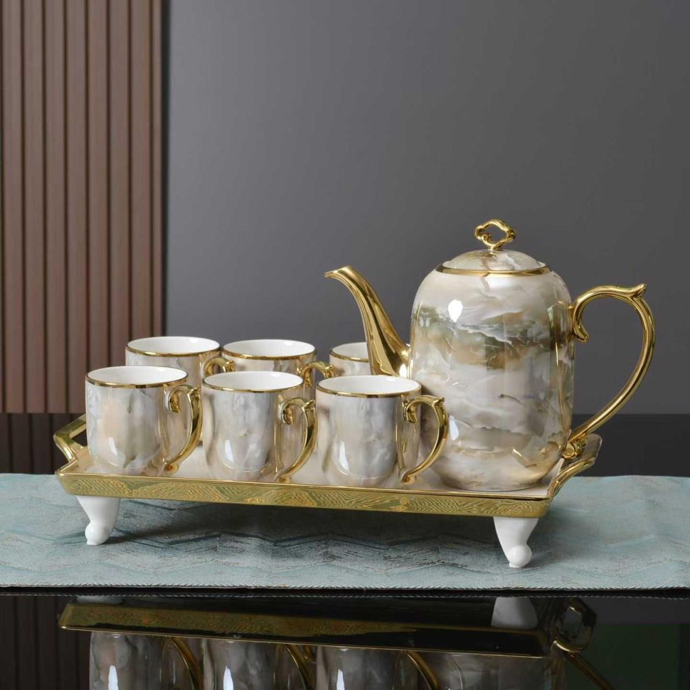 Marble tea pot set