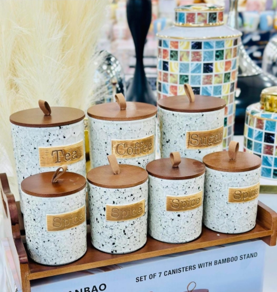 7-Piece Canister Set 2 (with Wooden Stand)
